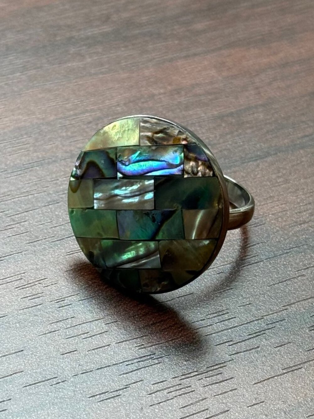 Abalone Shell Statement Ring Adjustable